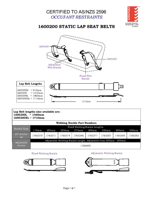 Universal Static Centre Lapbelt Lap Belt Seatbelt Holden Ford All Makes - Image 6