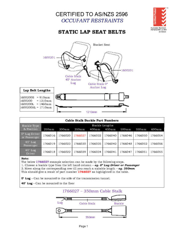 Universal Static Centre Lapbelt Lap Belt Seatbelt Holden Ford All Makes - Image 7