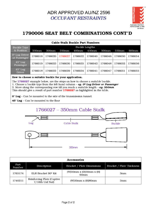 Generic Inertia Retractable 90*/90* Lap Sash Seatbelt AS/NZS2596 - Image 3